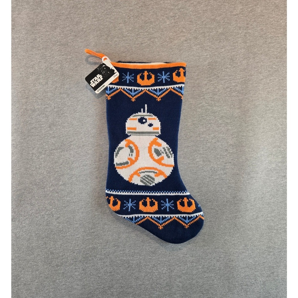 Star Wars BB-8 Christmas Stocking Unisex OS Navy Blue Knit Droid Rebel Symbol